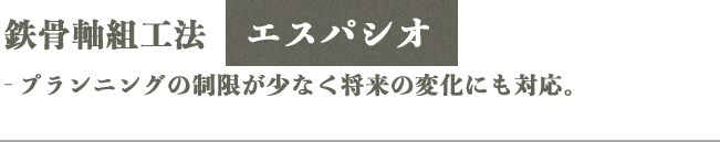 鉄骨軸組工法エスパシオ　-プランニングの制限が少なく将来の変化にも対応。